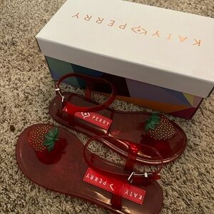 Katy Perry Red Sandals with Strawberry Design